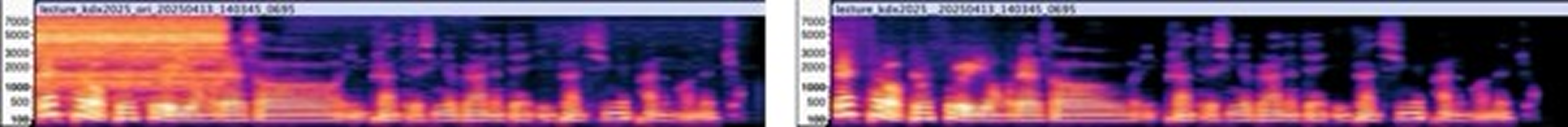 Speech enhancement spectrogram before and after